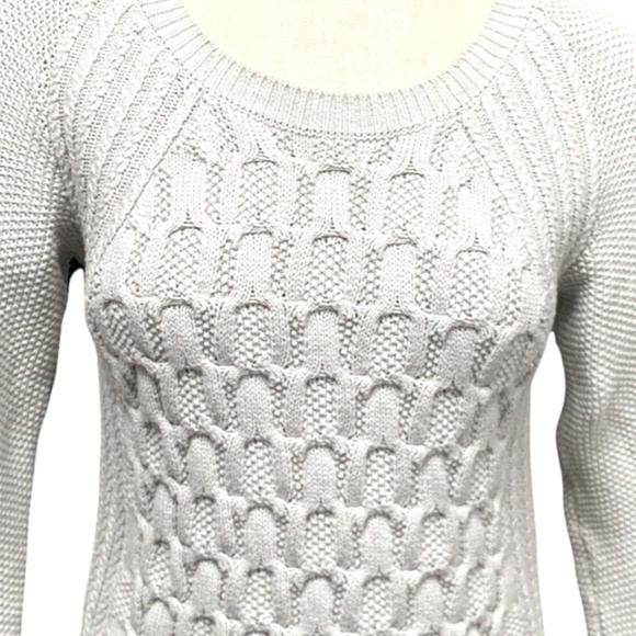 Max Studio 100% Cotton Mixed Knit Pattern S M Pullover Sweater Light Beige #235K - Picture 4 of 6